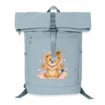 🦁 Lion with crown and flowers - Laptop Backpack - ice blue - Front