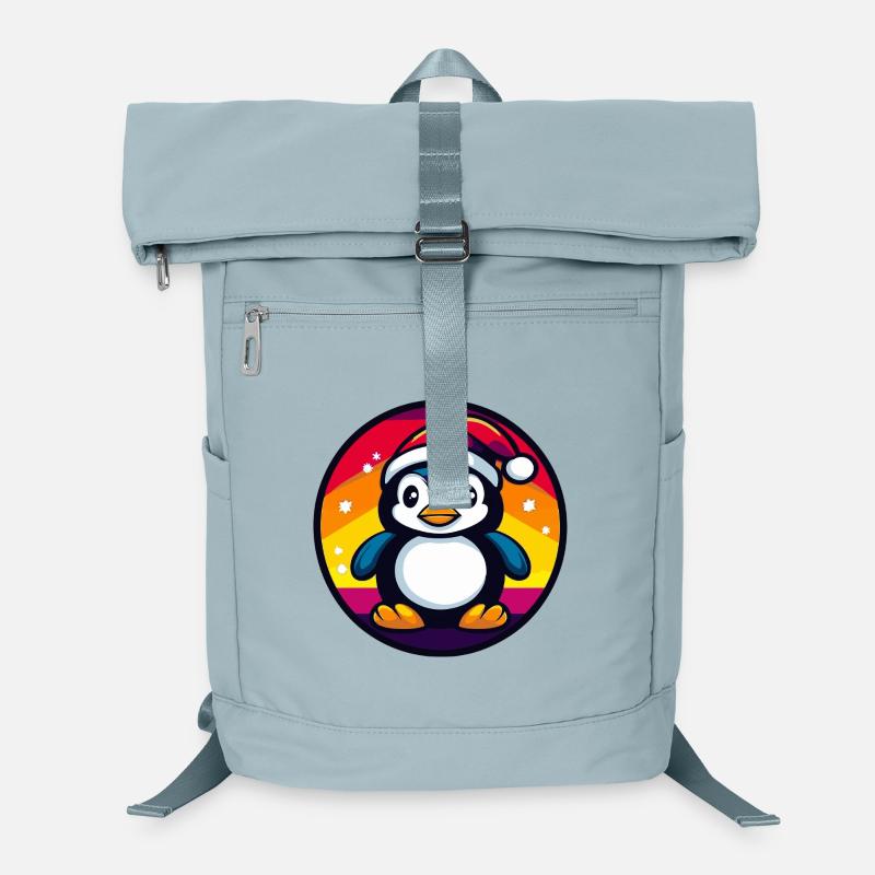 Penguin with Santa hat in color wheel Laptop Backpack