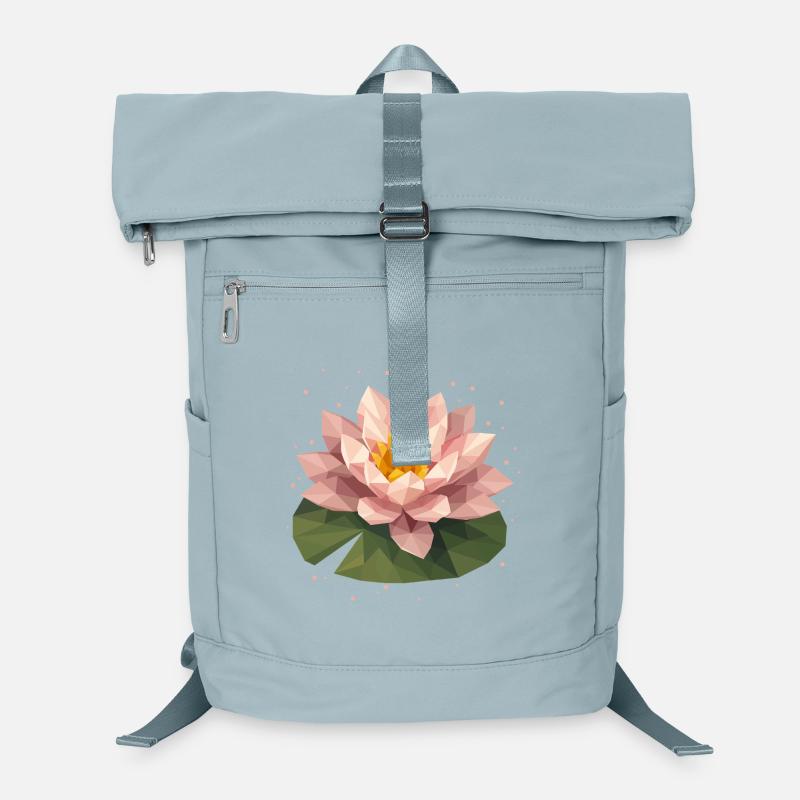 Polygon Water Lily in Pink on Green Leaf Laptop Backpack