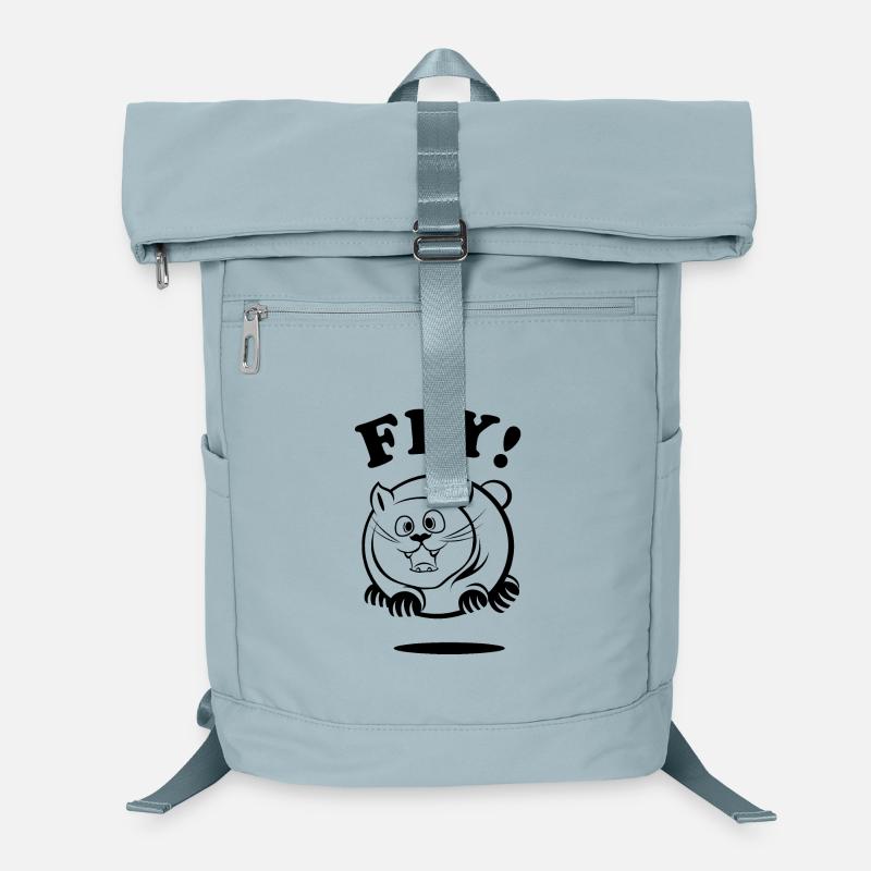 fly fliegende dicke Katze Kater lustig comic Tiere Laptop-Rucksack 