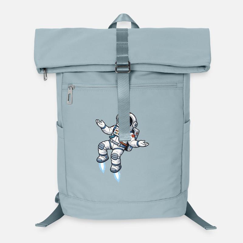 Astronaute flottant de dessin animé avec propulsion fusée Sac à dos ordinateur