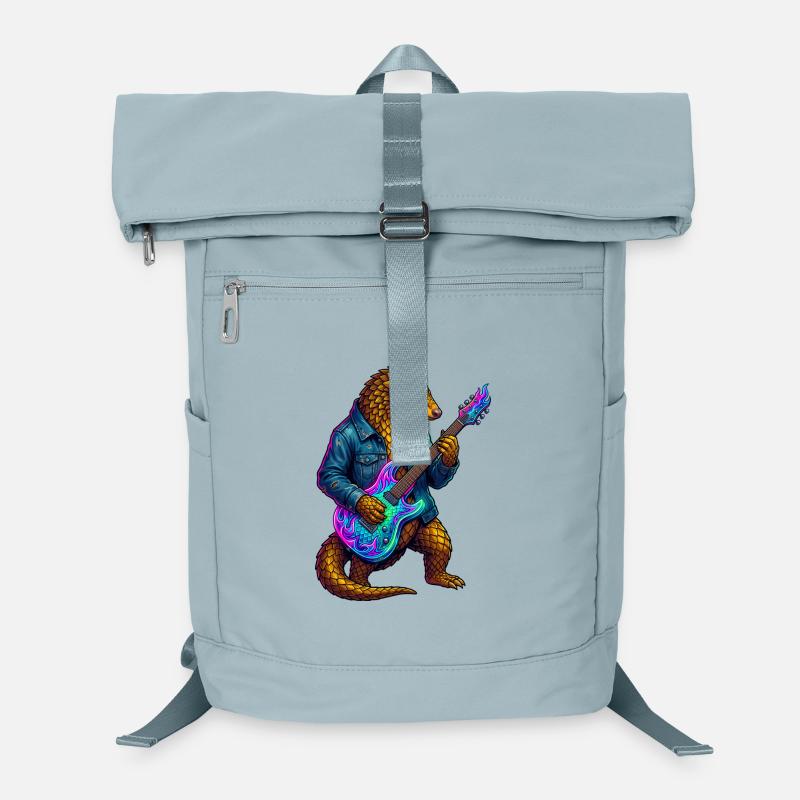 Pangolin with jacket and neon electric guitar - Laptop Backpack - ice blue
