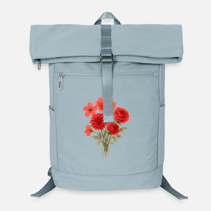 Imprimé de bouquet rouge Sac à dos ordinateur