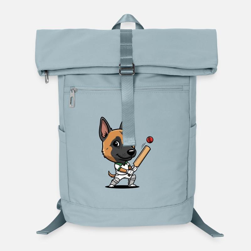 German Shepherd Cricket Cartoon Player Laptop Backpack