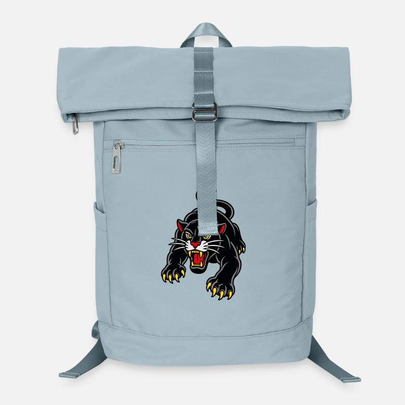 Springender Panther im wilden Tattoo-Stil Laptop-Rucksack 