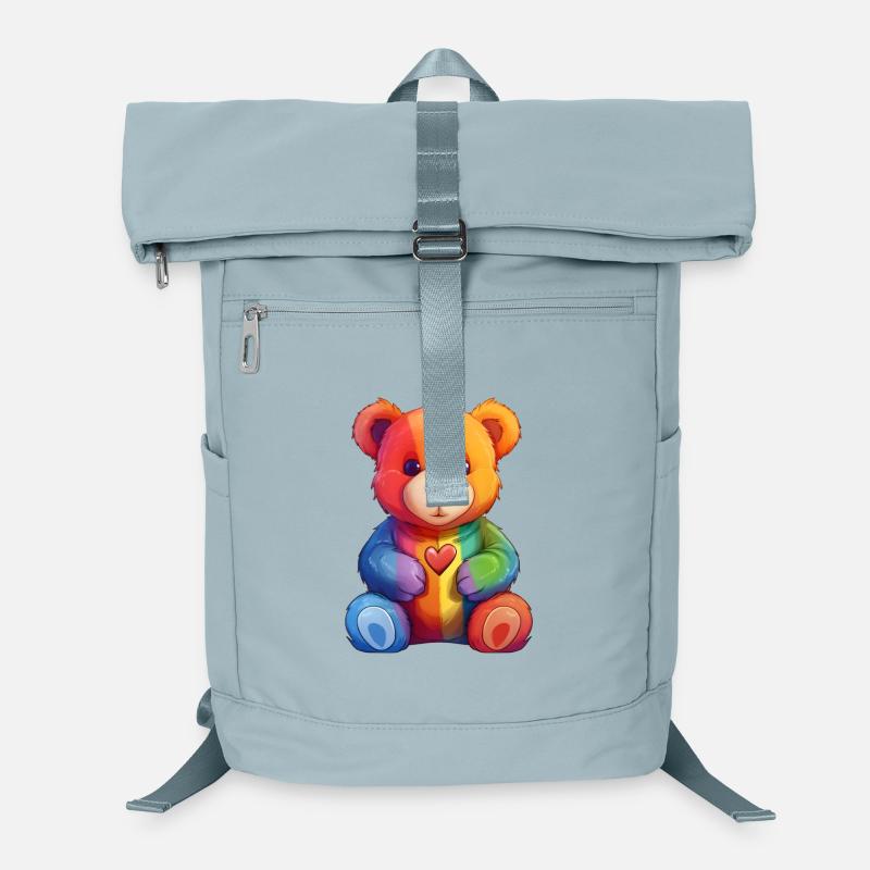 Rainbow Heart Bear Plush Laptop Backpack