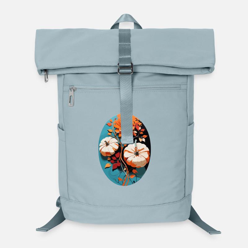 Citrouille avec fleurs Sac à dos ordinateur