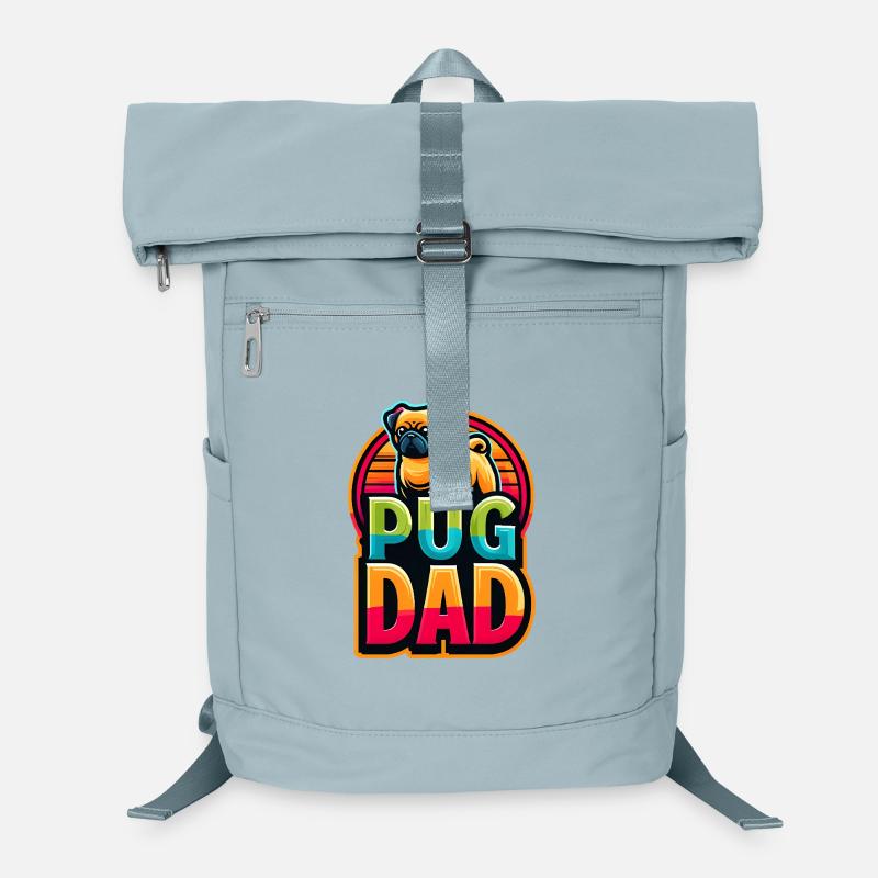 Mops Papa Regenbogen Pop Art, Hund Papa Laptop-Rucksack 