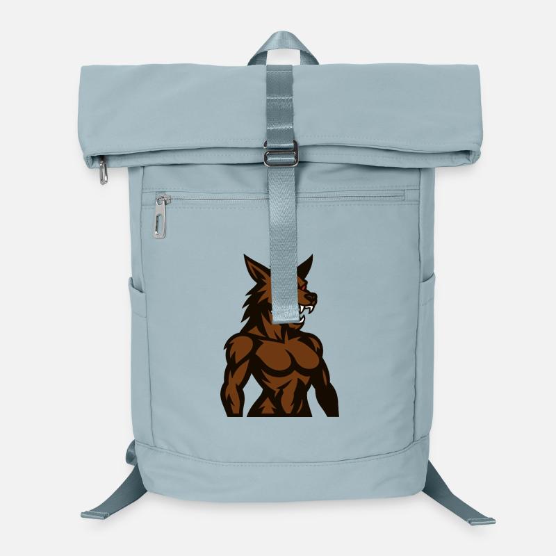 Mascotte de loup brun en colère Sac à dos ordinateur
