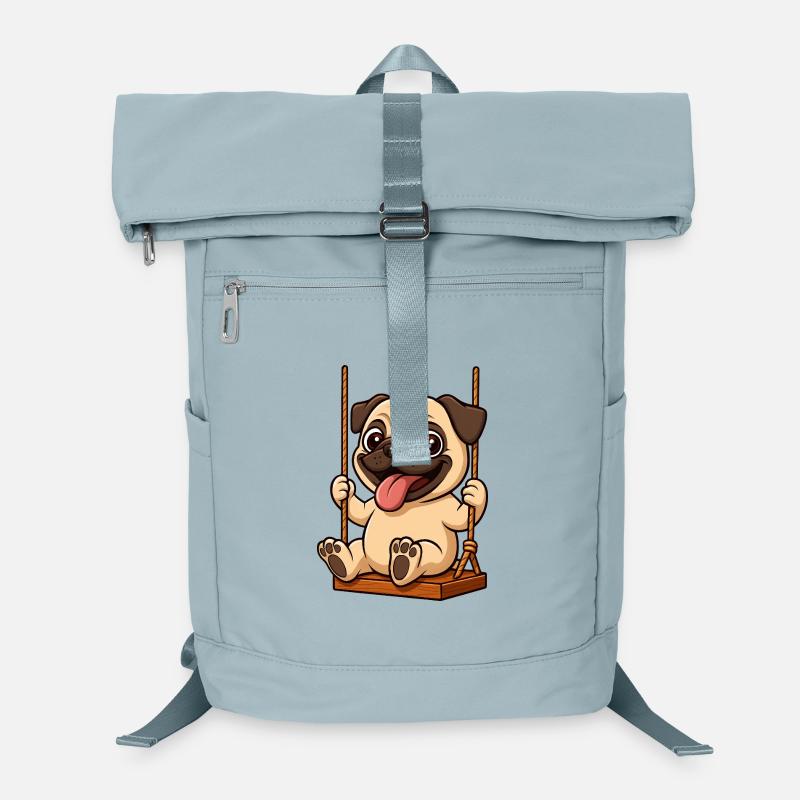 Cute Pug Cartoon Playground Friendship Panting Laptop Backpack