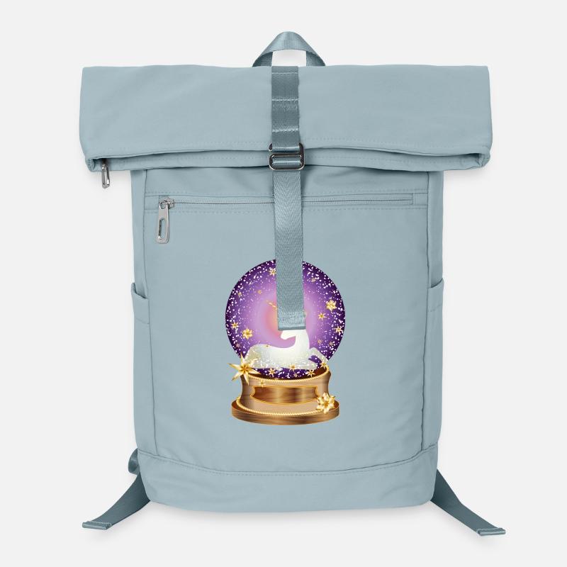 Boule à neige violette avec licorne imaginative Sac à dos ordinateur