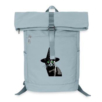Katze grüne Augen Hexenhut Walpurgisnacht - Laptop-Rucksack  - Eisblau - Vorne