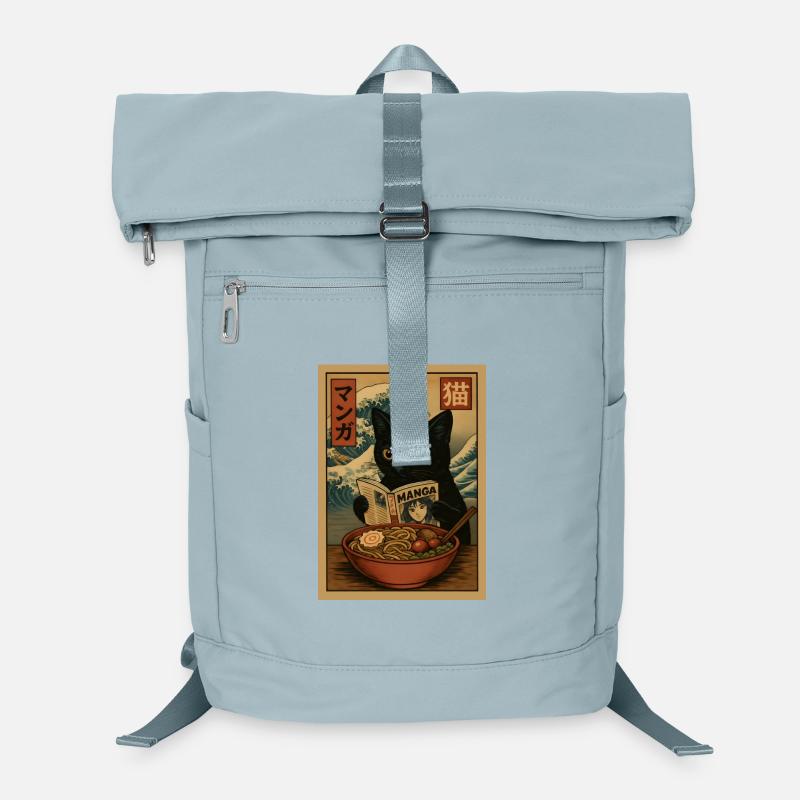 Cat read Manga eating Ramen Wave Laptop Backpack
