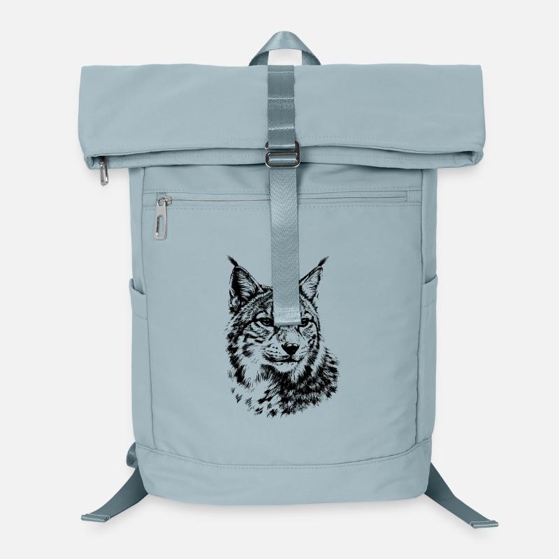 Lynx – graphismes minimalistes d’un chat sauvage - Sac à dos ordinateur - bleu glacier