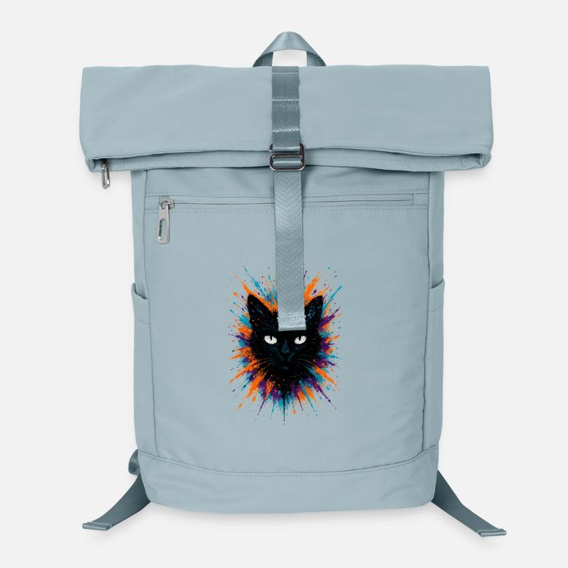 Chat Noir Watercolor Splash Art Sac à dos ordinateur