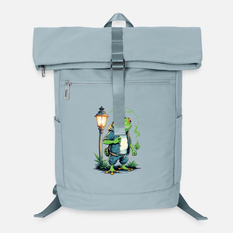 Grenouille verte avec feuille de chanvre Sac à dos ordinateur
