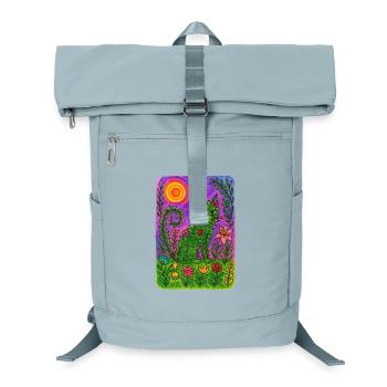 Lebendige Blumenkatzenfantasie - Laptop-Rucksack  - Eisblau - Vorne