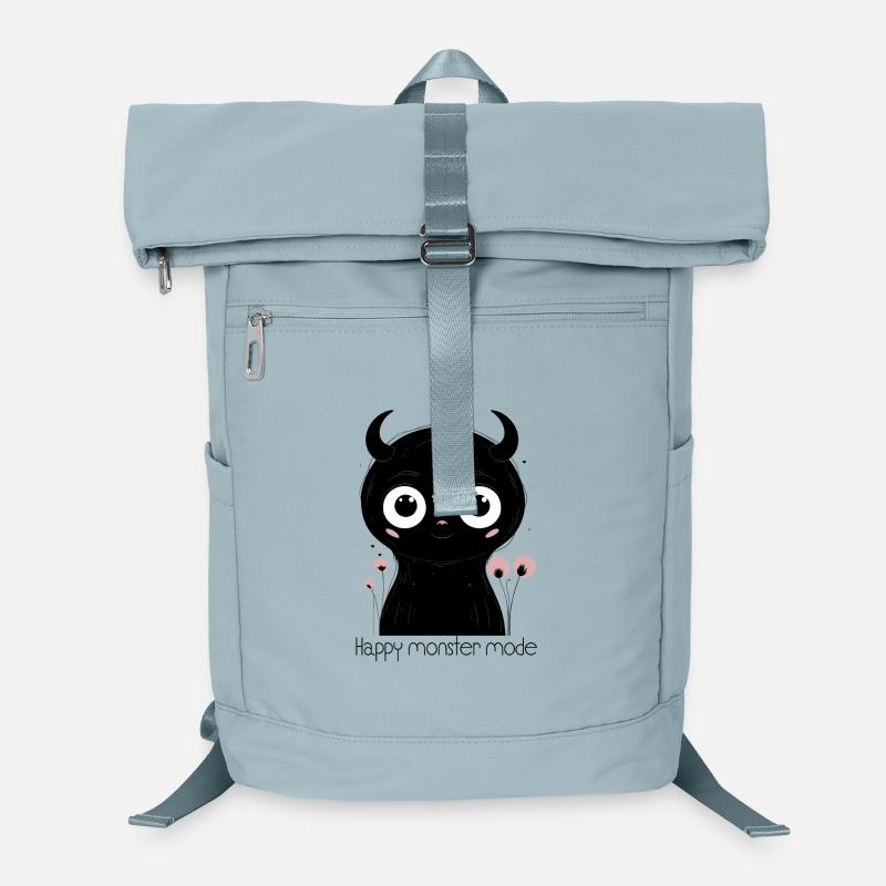 Midnight Panda Eyes Charm - Laptop Backpack - ice blue