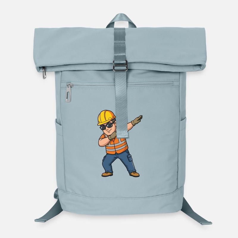Ouvrier du bâtiment en train de s’attaquer – Motif de dessin animé drôle Sac à dos ordinateur