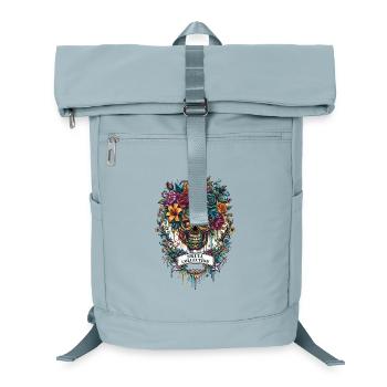 Totenkopf und Blumen Totenschädel Gothic Rock - Laptop-Rucksack  - Eisblau - Vorne