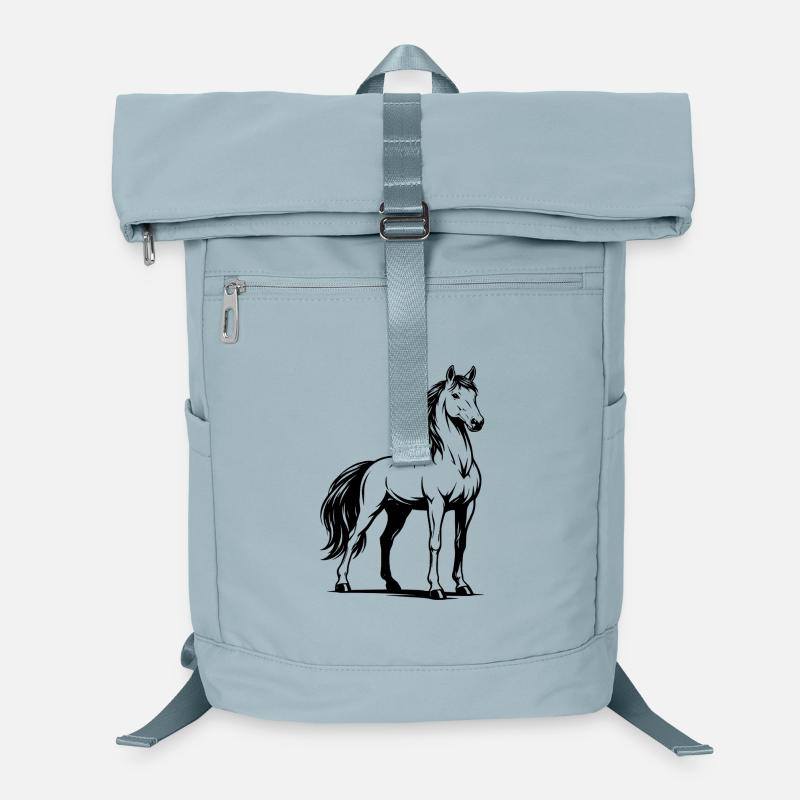 Pferd_stehend_Schwarz Sac à dos ordinateur