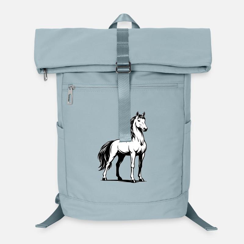 Pferd_stehend_Schwarz-White Laptop Backpack