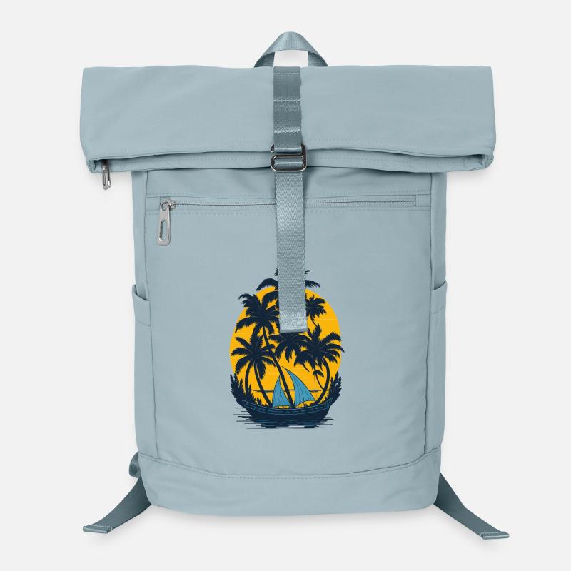 Sonnenuntergang am Palmenboot Laptop-Rucksack 