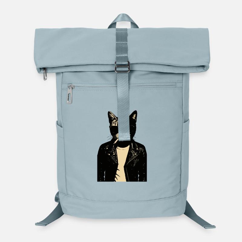 Noir Chat en Cuir Sac à dos ordinateur