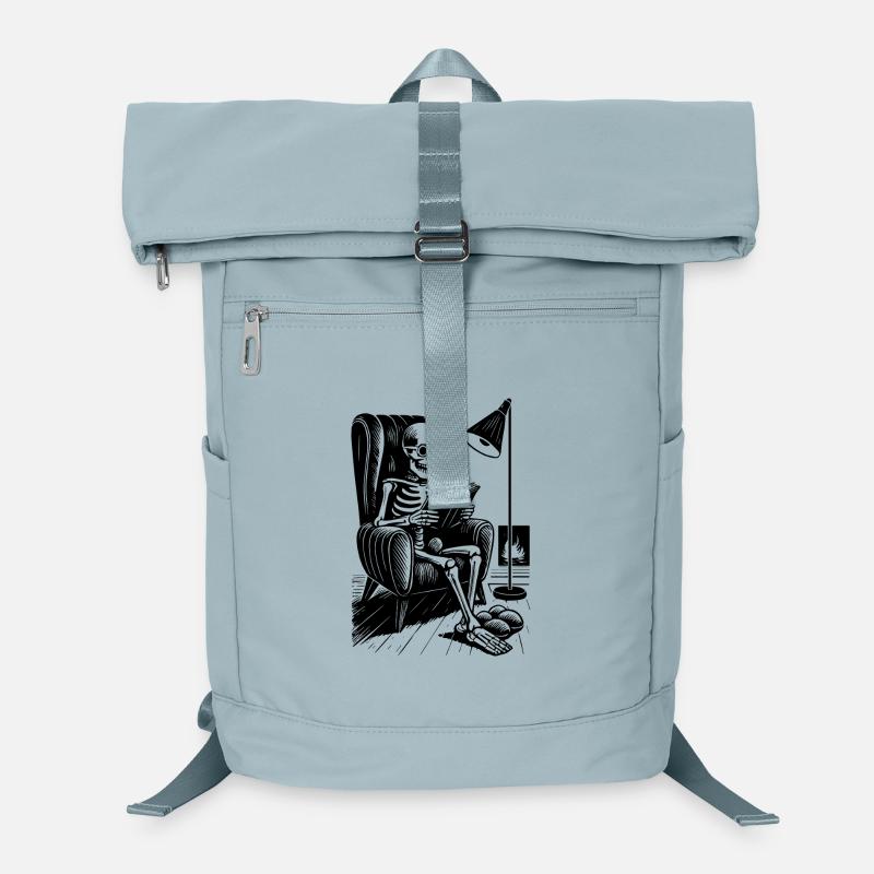 Reading skeleton in reading chair Laptop Backpack