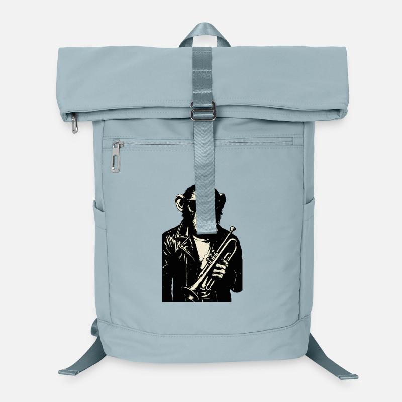 Lederjacke Jazz-Schimpanse mit Trompete Laptop-Rucksack 