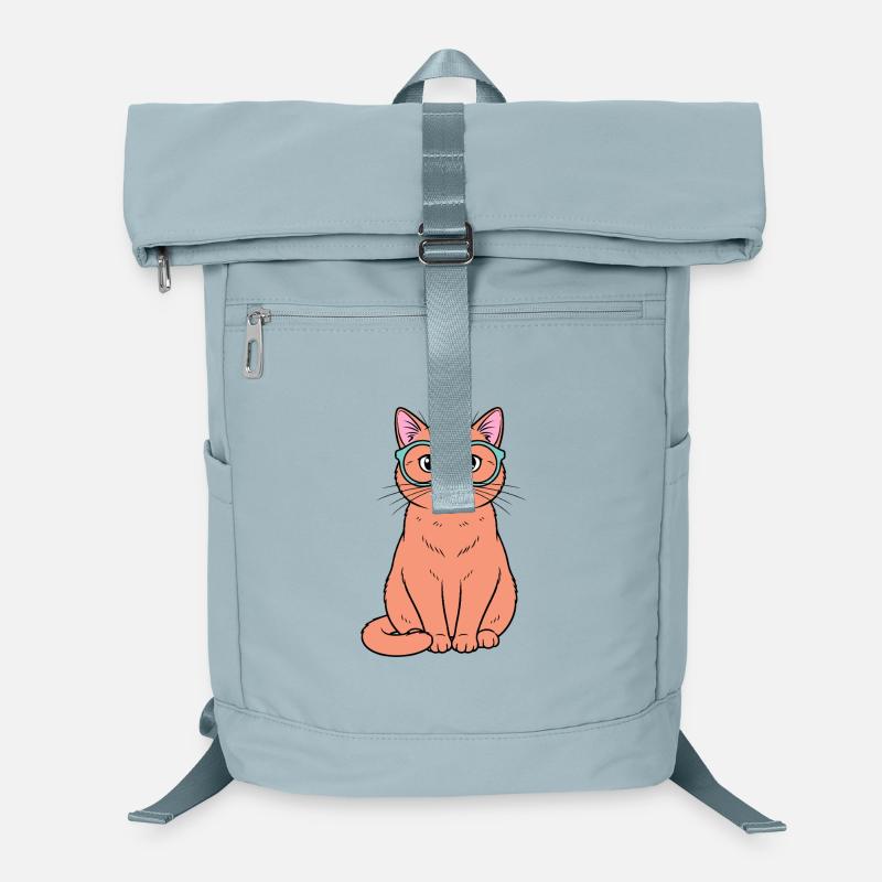 Chat roux aux lunettes turquoise - Sac à dos ordinateur - bleu glacier