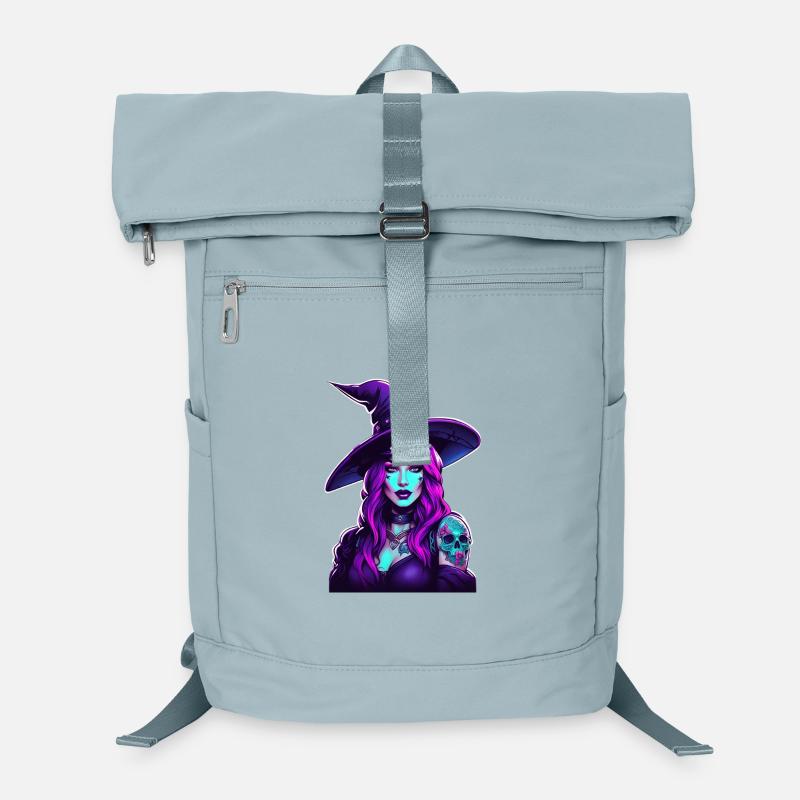 Neon Witch Portrait in Purple Laptop Backpack