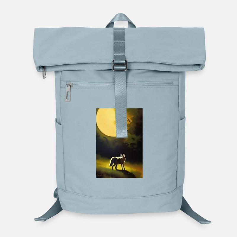 Wolf und Mond Laptop-Rucksack 