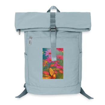 Fleurs et papillon - Sac à dos ordinateur - bleu glacier - Devant
