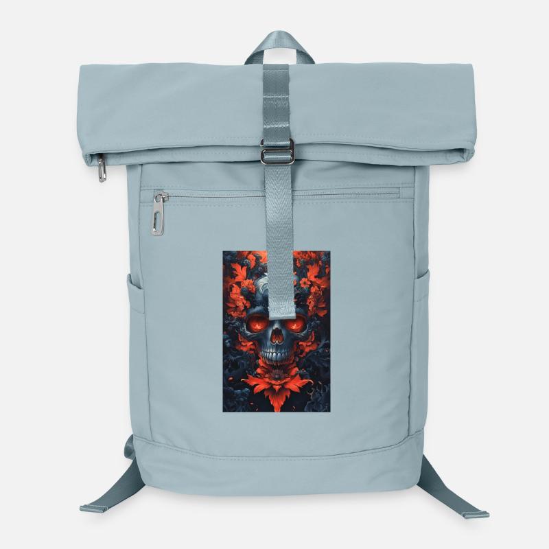 Blood Red Blossoms Skull Art Laptop Backpack