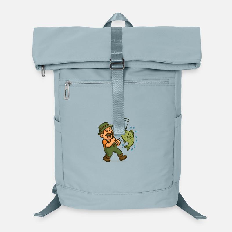 Drôle de pêcheur avec motif de poisson Sac à dos ordinateur