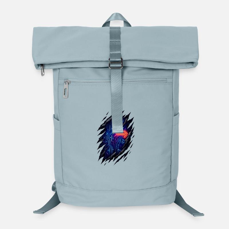 Futuristic Circuit Path with Neon Arrow - Laptop Backpack - ice blue