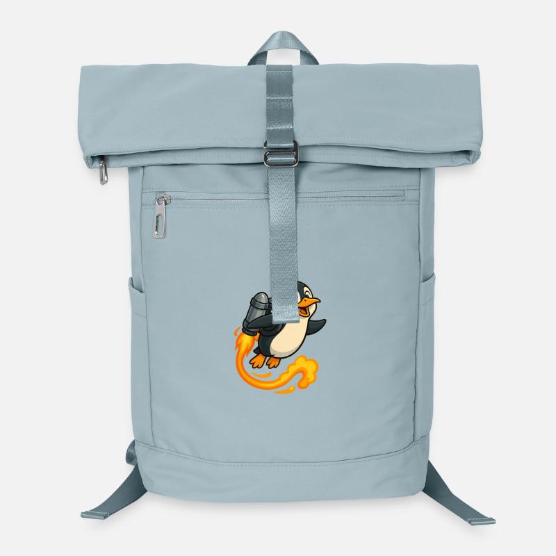 Playful Penguin Rocket Flight - Laptop Backpack - ice blue