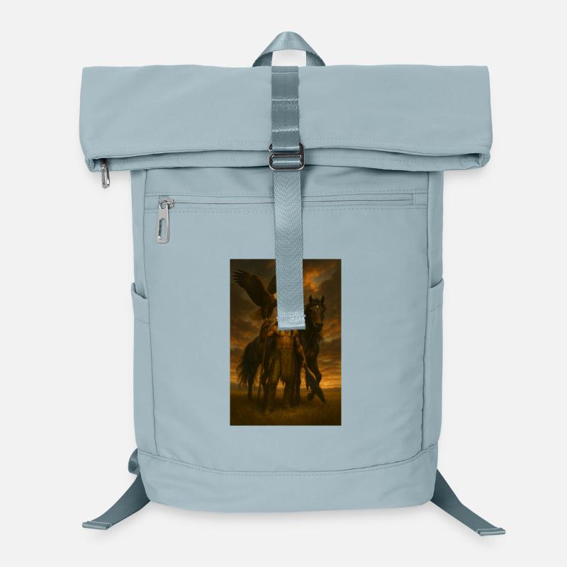 Native American Warrior with Eagle and Horse - Laptop Backpack - ice blue