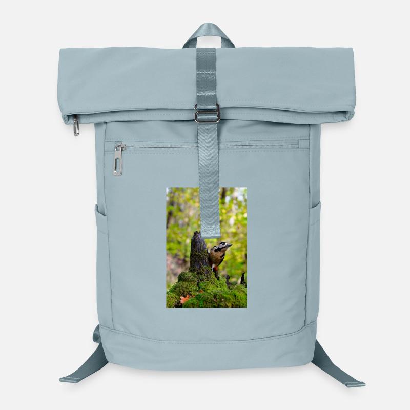 Forest Woodpecker on Mossy Stump Laptop Backpack