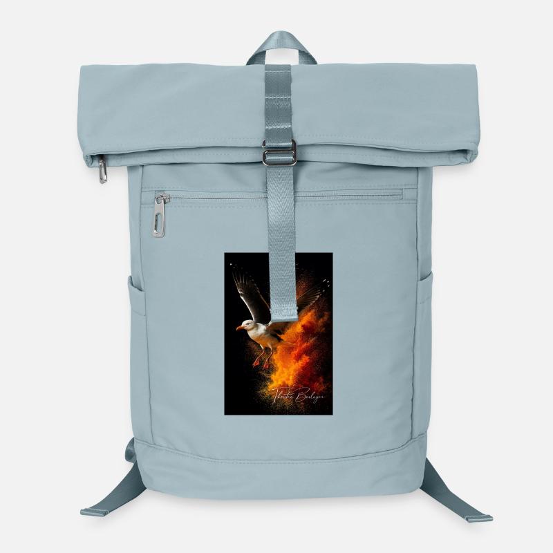 Möwenflug vor Feuerstaub Laptop-Rucksack 
