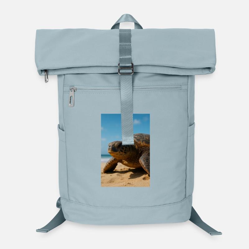 Sunny sea turtle on beach Laptop Backpack