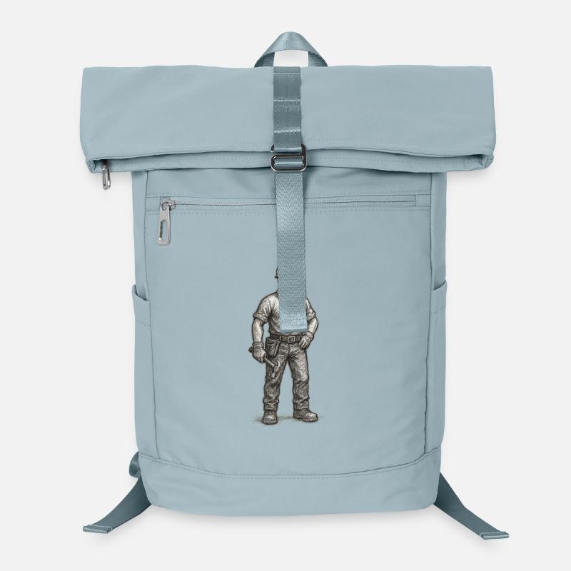 Croquis approximatif d’un ouvrier du bâtiment avec un marteau Sac à dos ordinateur