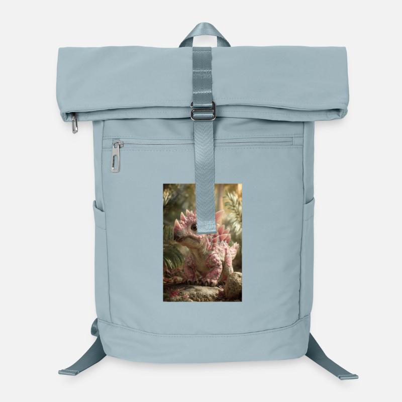 Pink Stegosaurus in Ember Forest Laptop Backpack