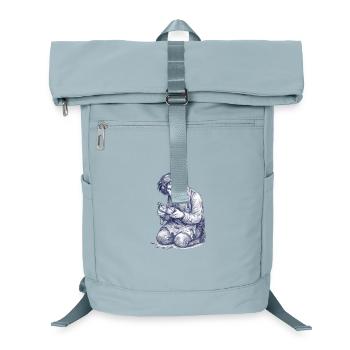 Artisan à genoux | Dessin peint à la main - Sac à dos ordinateur - bleu glacier - Devant