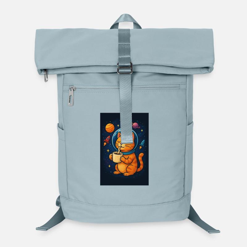 Cat in spacesuit drinking coffee Laptop Backpack