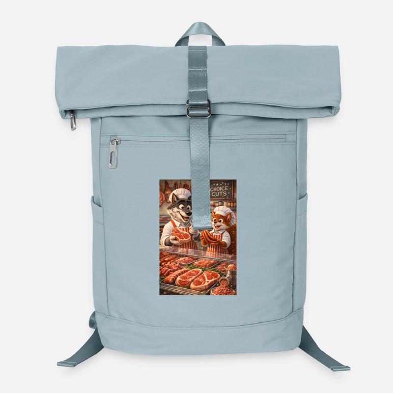 Herr Wolf und Herr Eichhörnchen in einer Metzgerei Laptop-Rucksack 