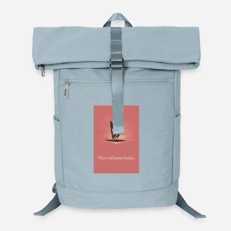Affiche de planche à voile Là où le vent devient liberté - Sac à dos ordinateur - bleu glacier