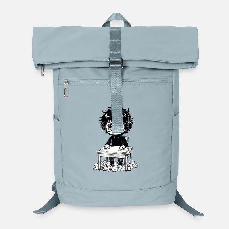 Student Sticker Headset Saturation Black and White Laptop Backpack