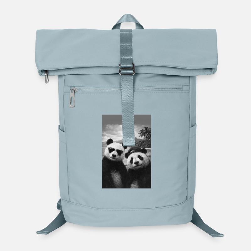 Panda-Duo am Strand mit Sonnenbrille Laptop-Rucksack 
